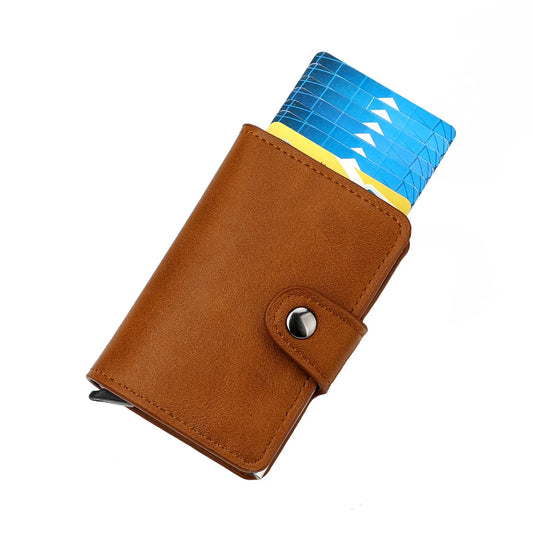 Men's Brown Card Holder Wallet with Hasp Closure – Compact Wallet for Cash and Cards