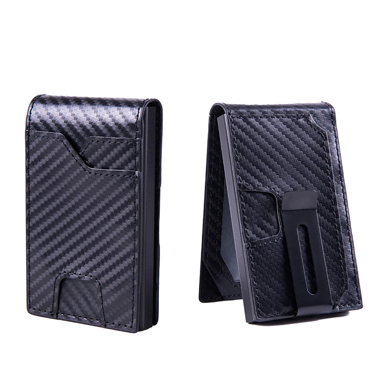 Men's Genuine Leather Slim RFID Wallet with Pop-Up Card Holder and Money Clip